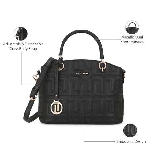 Lavie Luxe Women's Label Small Satchel Bag | Satchel Handbag for Work | Ladies purse | Stylish Shoulder Bag | Gift for Women