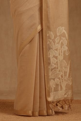 Soch Womens Beige Chanderi Zari Woven Saree