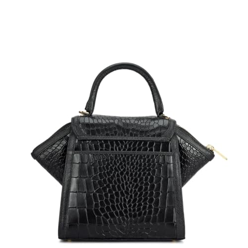 Da Milano Leather Shoulder Bag for Women - Black (LB-02419)
