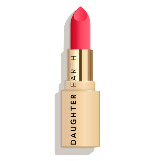 DAUGHTER EARTH Coral Sunset Natural Lipstick | Vegan Plant Based Highly Pigmented Lightweight Lip Color | Long Lasting Matte Phytonutrient Lip Stick With Vitamin E & Bakuchiol | Natural With UV Protection | 4g