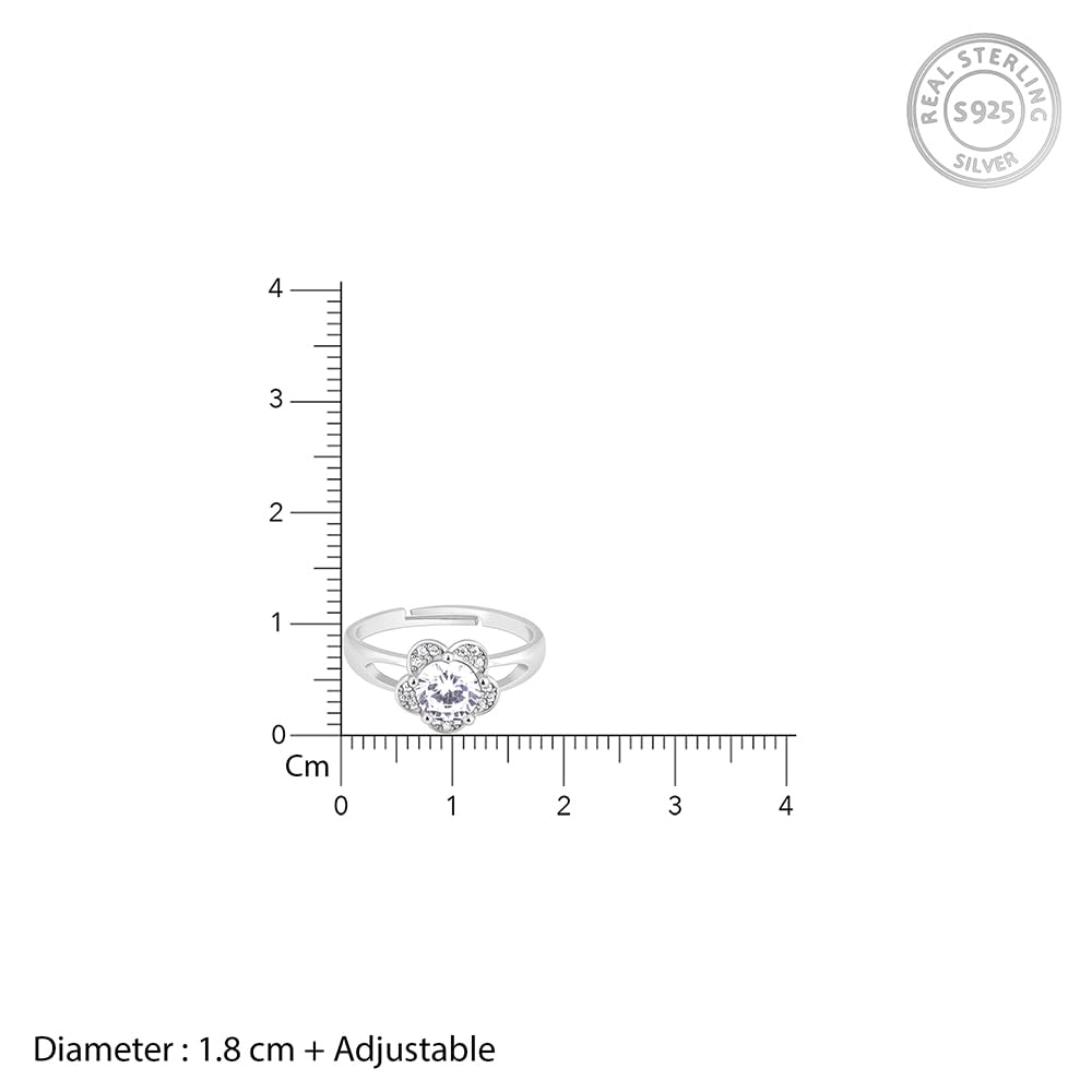 GIVA 925 Silver Classic Silver Zircon Flower Ring,Adjustable|Gifts For Girlfriend,Rakhi Rakshabandhan Gift For Sister Bhabhi,Gifts For Women&Girls|With Certificate Of Authenticity&925 Stamp