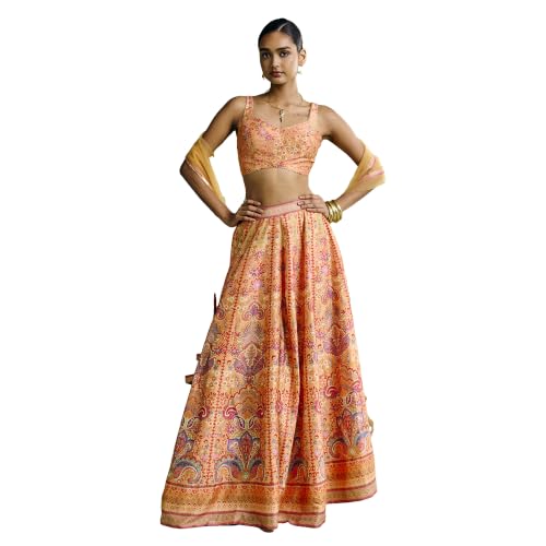 Aarke Ritu Kumar Yellow Festive Blouse With Lehanga And Dupatta