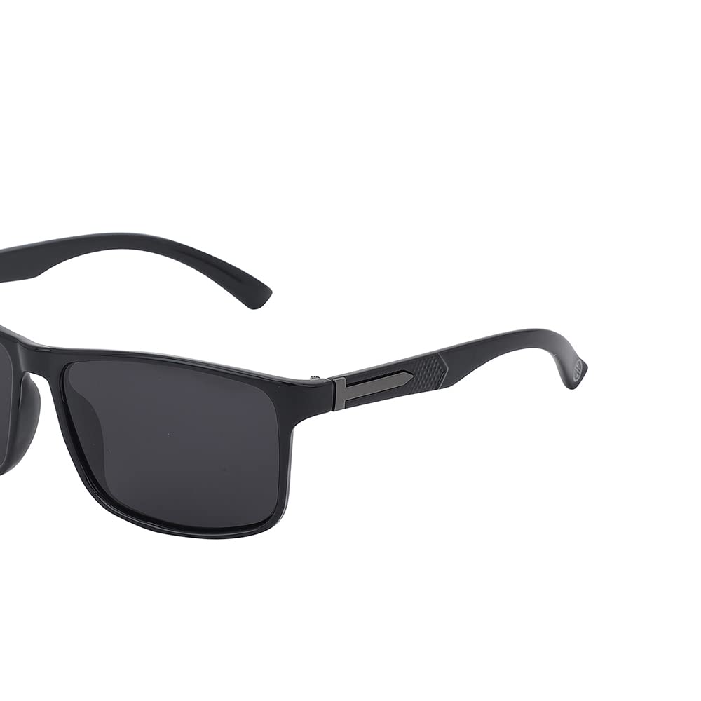 Carlton London-Premium-Men's-Black Toned Polarised and UV Protected Lens Square Sunglasses