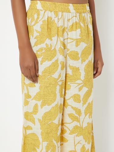 Max Women Printed Straight Kurta Set (Yellow_XL)