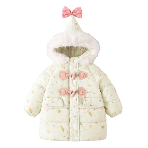 Hopscotch Girls Full Sleeves Beige Floral Bow Applique Long Coat For Ages(4-5 Years)