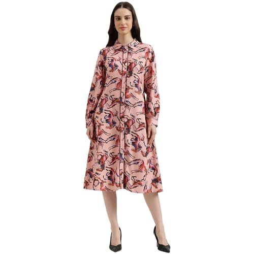United Colors of Benetton Regular Fit Regular Collar Printed Dress (Size: 2XL) - 26P4WVNDR308I904 Pink