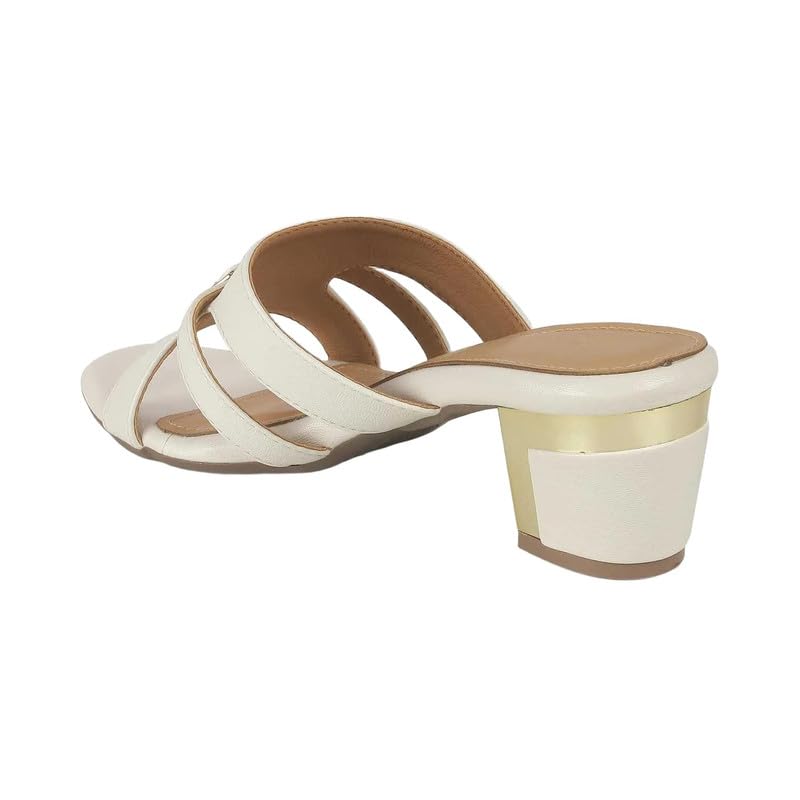 tresmode Slick Women's White Dress Block Heel Sandals in Size 8 UK / 41 EU