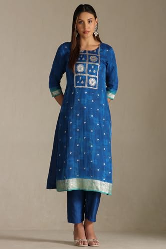 Soch Women's Organza Salwar Suit Set (EWA5CD22244_Blue