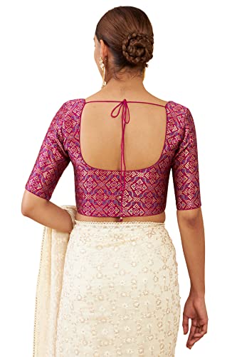 Soch Women Magenta Art Silk Half Sleeve Blouse with Woven Designs