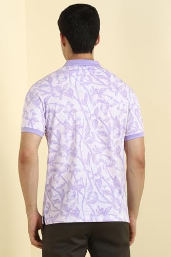 Allen Solly Men White Print Polo Neck T-Shirt