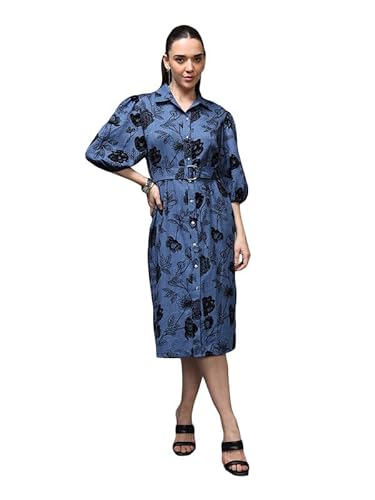 Kazo Amalfi Midi Dress with Belt (Blue_XS)