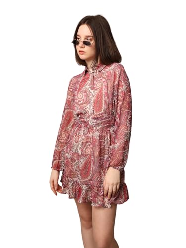 ONLY Women Paisley Printed Casual Red Shirt Dress