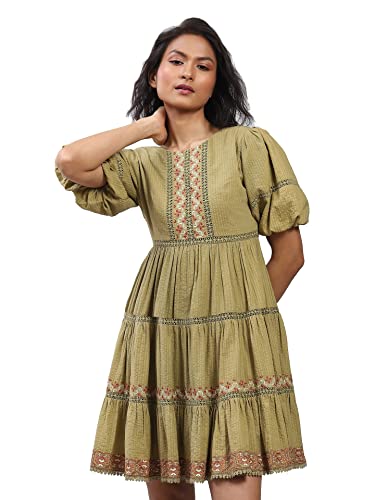 Label RITU KUMAR Louisa Short Dress Olive