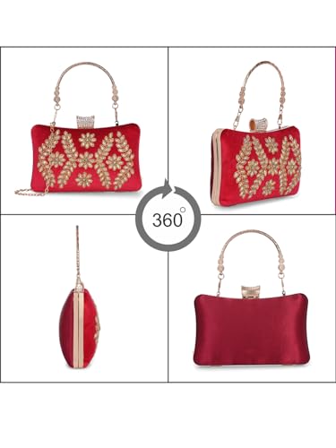 TOOBA Red Women's Handicraft Beautiful Bling Box Wedding Clutch Bag