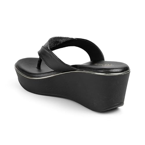 tresmode JOSH Black Women's Dress Wedge Sandals in Size 3 UK / 36 EU