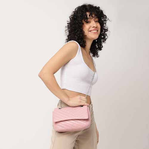 Fastrack Casual Sling Bag with Magnetic Button for Girls, Medium Size with Internal Zipper, Made with High-Quality Faux Leather, Versatile and Durable Design