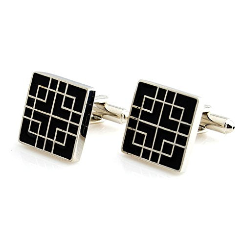 Peluche Black Enamel Cufflinks for Men