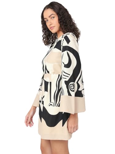 VERO MODA Women's Fit and Flare Beige Dress