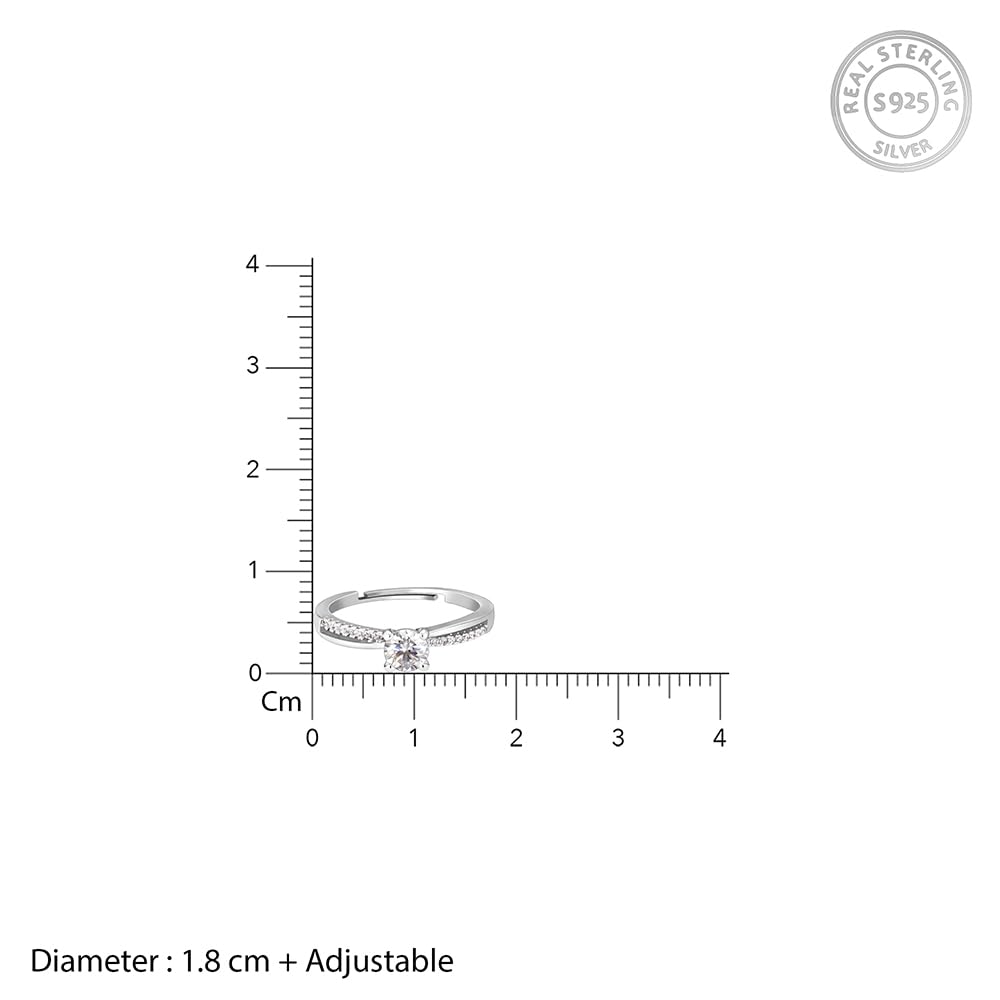 GIVA 925 Silver Zircon Layered Ring, Adjustable | Valentine Gift for Girlfriend Wife Women & Girls | With Certificate of Authenticity and 925 Stamp | 6 Month Warranty