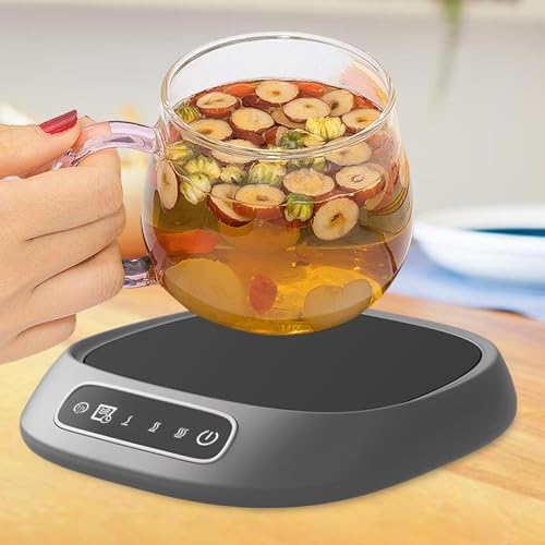 UJEAVETTE Coffee Mug Warmer Smart Beverage Cup Warmer for Milk Tea Water Hot Chocolate Silver