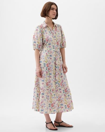 GAP Women's Cotton Classic Below The Knee Casual Dress (442528448_Multi Multicolour