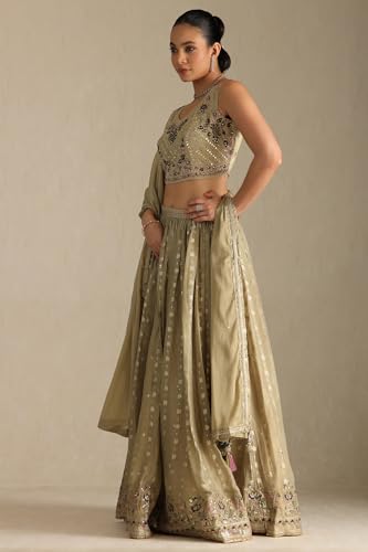 Soch Women's Viscose Blend Lehenga Choli (OWS5CD21816_Beige_XL)