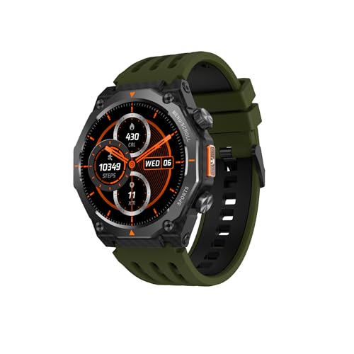 Fastrack Xtreme Adventure Smartwatch with 1.43” AMOLED Display, Dual Push Button, GPS, ABC, 1ATM, Inbuilt Torch, 100+ Multisports, Dual Tone Strap, BT Calling, HRM, SpO2 & Multiple Menu Styles - Green