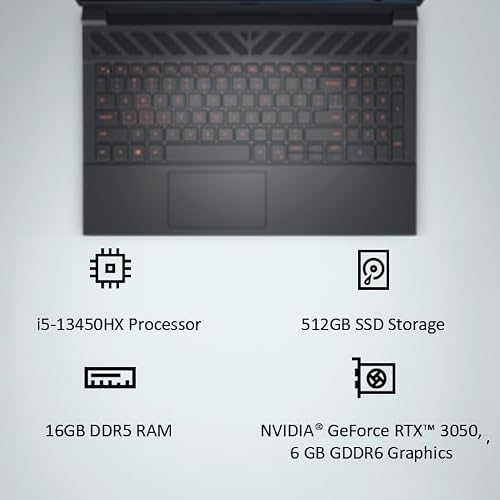 Dell G Series, Intel Core i5-13450HX, 13th Gen, NVIDIA RTX 3050-6GB, 16GB, 512GB SSD, FHD, 15.6"/39.62cm, Windows 11, MSO'24, Dark Shadow Gray, 2.65KG, [G15-5530], Backlit Keyboard, Gaming Laptop