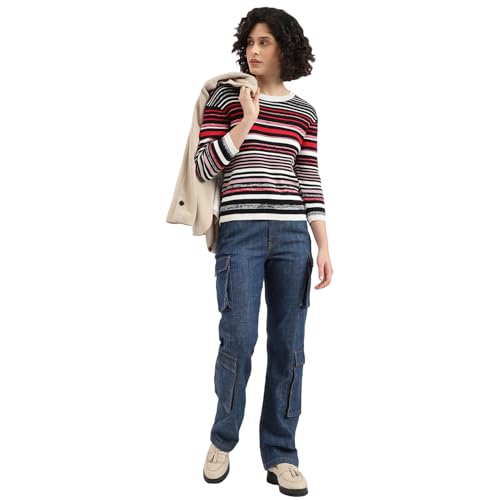 United Colors of Benetton Round Neck Striped Sweater -25A1099W3R68I902 (Size : M) Multicolour