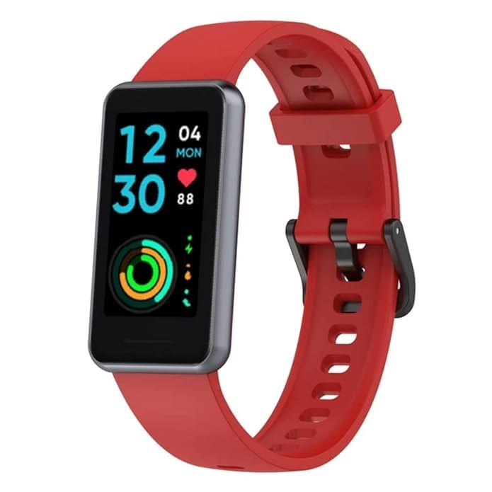 Meyaar Strap Band Only Compatible With realme Band 2 (Not For Any other Brand Watch) : (Tracker Not Included) (Strap Only) (Silicone (Red))