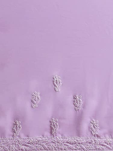 Ada Hand Embroidered Chikankari Georgette Mauve Saree for Women A183248