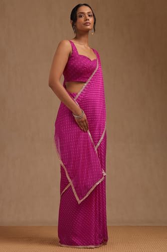 Soch Womens Fuchsia Georgette Leheriya Print Saree