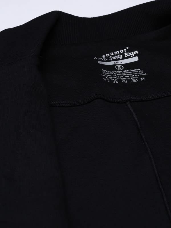 Enamor Athleisure Slim Fit Single Breasted One Button Sporty Blazer for Women with 2 Side Zipper Pockets - A903 | Quick Dry & Antimicrobial Finish Blazer (A903_Jet Black_S)