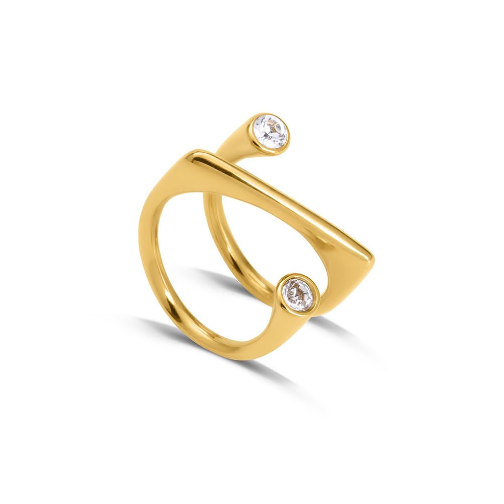 PALMONAS Stone Helen Gold Ring for Womens - Waterproof & Anti-Tarnish