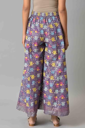 W for Woman Cotton Purple Printed Flared Culottes Divided Skirt