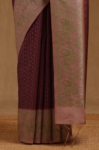Soch Womens PurpleTussar Zari Woven Saree
