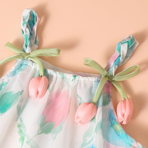 Hopscotch Girls Sleeveless White Watercolor Floral Bodysuit For Ages (9-12 Months)