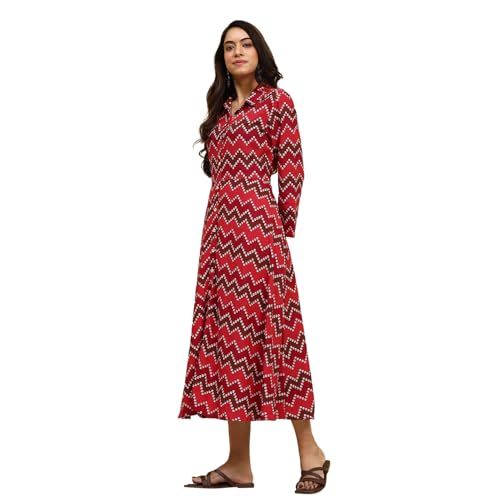 BIBA Women's Rayon Fit and Flare Below The Knee Formal Dress (ASSORTED1754EAW24PURPLE