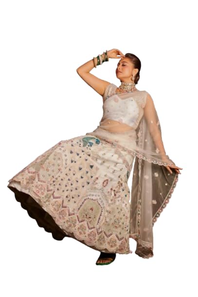 House of Bansal Royal Ivory Lehenga Set, Embellished with Crystals and Threadwork