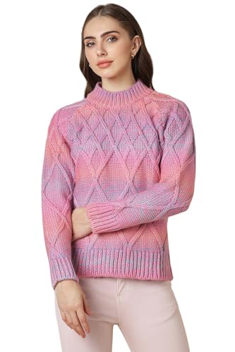 Allen Solly Women's Acrylic Crew Neck Sweater (AHSWCRGHC28367_Pink