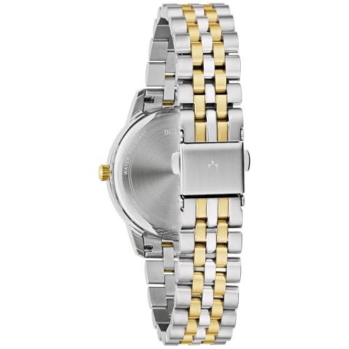 Bulova Ladies Classic 3-Hand Diamond Quartz Two-Tone Stainless Steel Watch, Blue Dial, 98P233