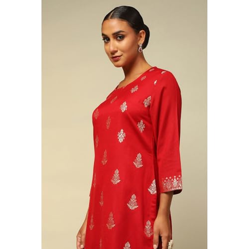 Rangriti Women's Acrylic Kurta Set (WNTRWR19625AW24RED_Red