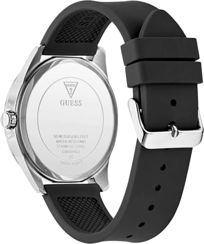 GUESS Men's Analogue Quartz Watch with Silicone Strap GW0894G1, Black, strap