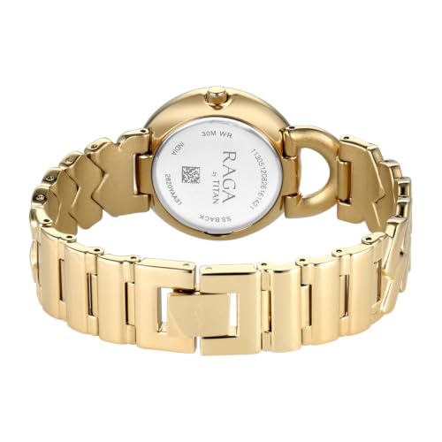 Raga Unlocked Quartz 3 Hand Round Blue Dial, IP-Gold G28 Strap Watch for Women - 2820YM01