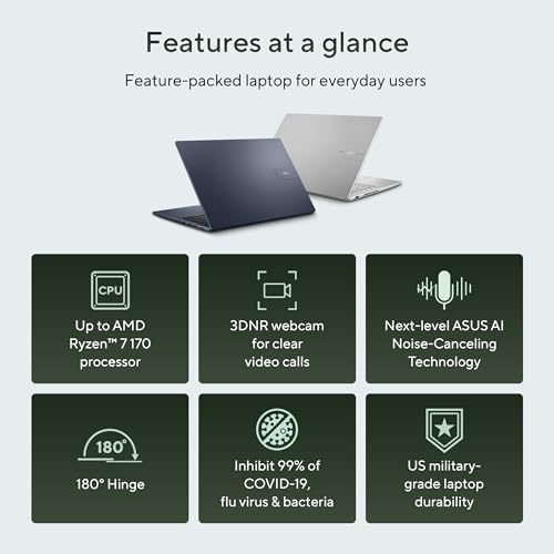 ASUS Vivobook 15 (2026),AMD Ryzen 5 150,Fingerprint Sensor,16GB RAM, 512GB SSD,FHD, 15.6", (39.6 cm),Windows 11,M365 Basic(1 Year)* Office 2024,Quiet Blue,1.70 kg,M1502NAQ-BQ118WS,Thin & Light Laptop