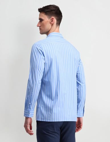 Arrow Men's Checkered Regular Fit Shirt (ARAISH0229_Blue