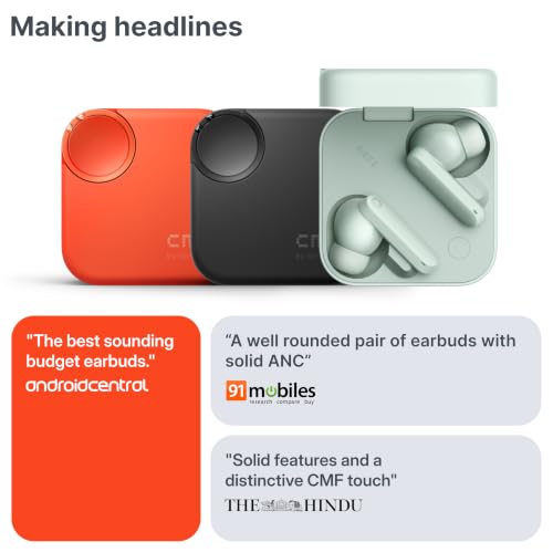 CMF by Nothing Buds 2 48 dB Hybrid ANC, Ultra Bass Technology 2.0, 55 Hrs Playtime Bluetooth in Ear Headset (Orange, in the Ear)
