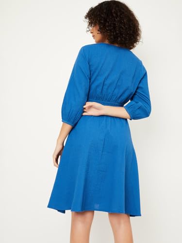 Max Women's Polyester Classic Midi Dress (OR51006B_Dark Blue