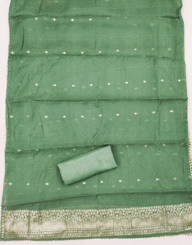 Pandadi Saree Women's Cotton Meenakari Jacquard Embroidery Work Unstitched Salwar Suit Dress Material