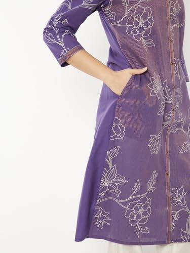 Max Women Printed Straight Kurta(Purple_XXL)